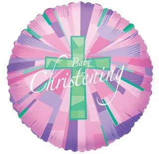 18" Baby Christening pink holographic Foil