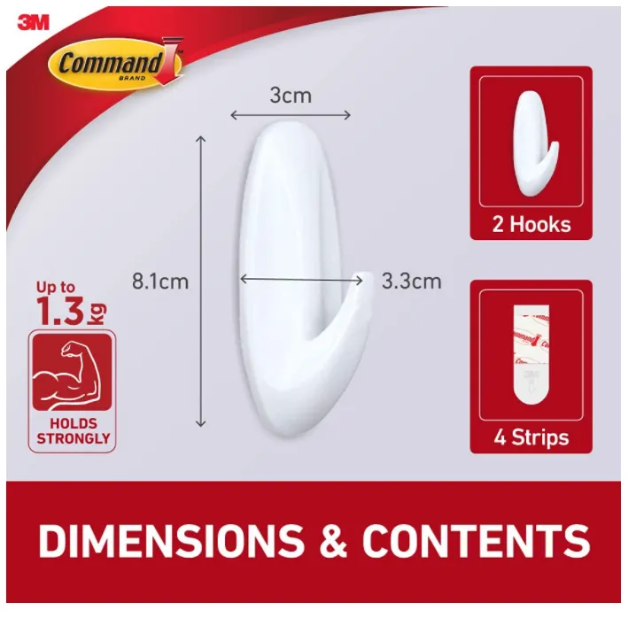 3M Command 17081 Medium Hooks 2 Pack