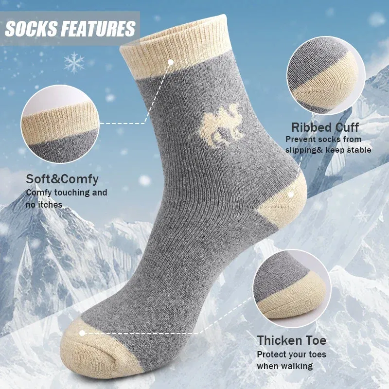 5 Pairs Unisex Wool Socks Thick Winter Socks