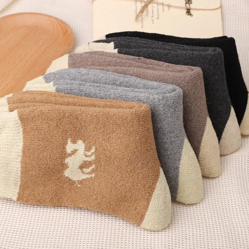 5 Pairs Unisex Wool Socks Thick Winter Socks