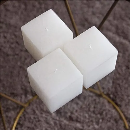AD Art Creations Cube A Grade Perafin Wax Square Pillar Candle Long Burning Time & Smokeless Unscented White 4 X 4 Inches for Home Décor Pack of 2