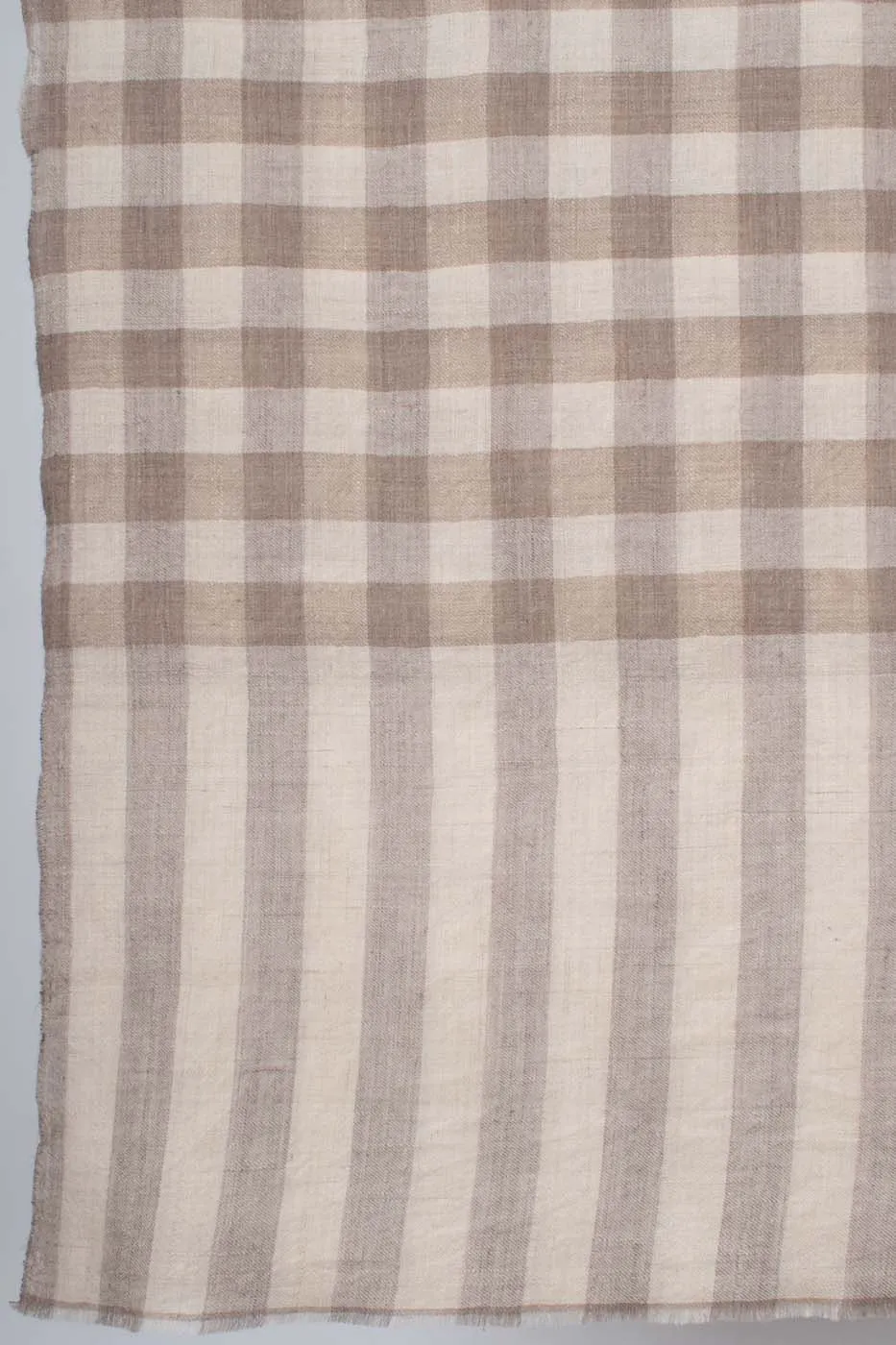 Beige and White Cashmere Shawl - MIANWALI