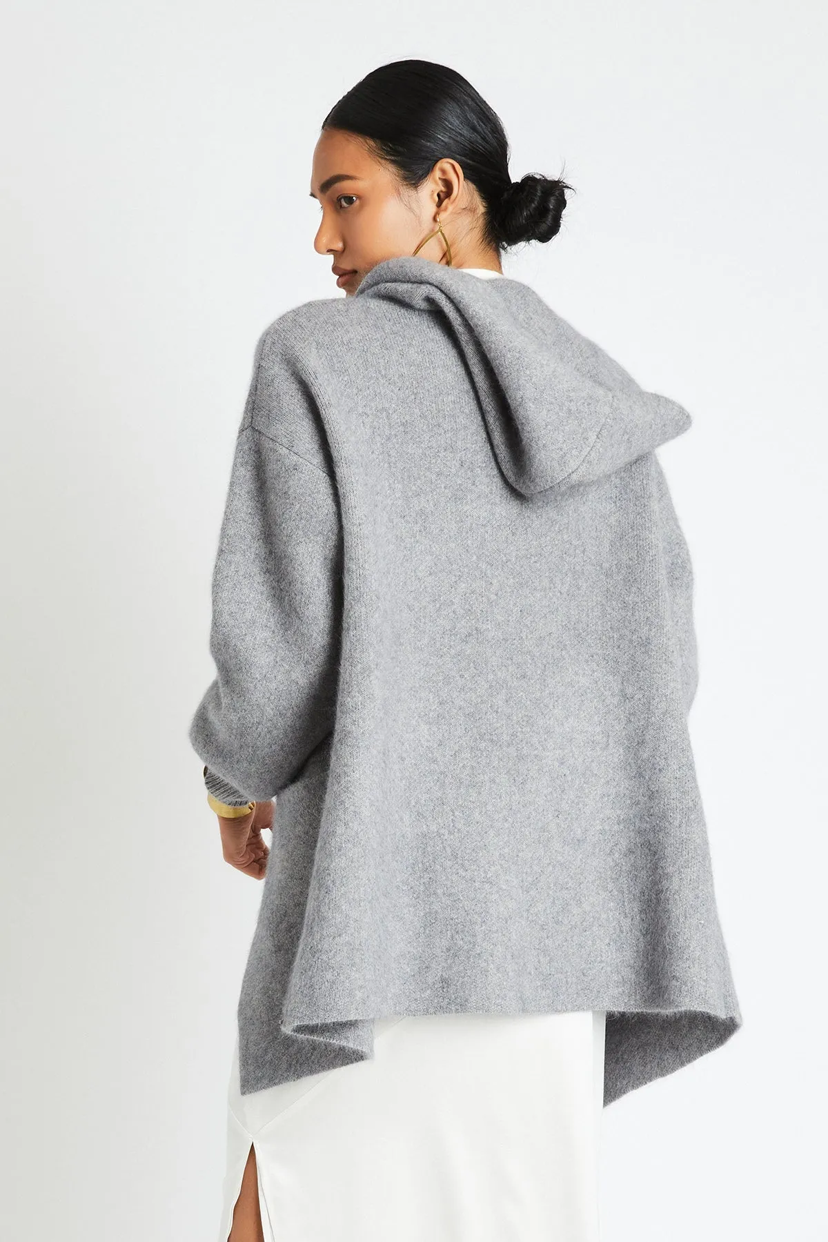   Beryll Cashmere Cropped Coat with Hood | Pebble Gray