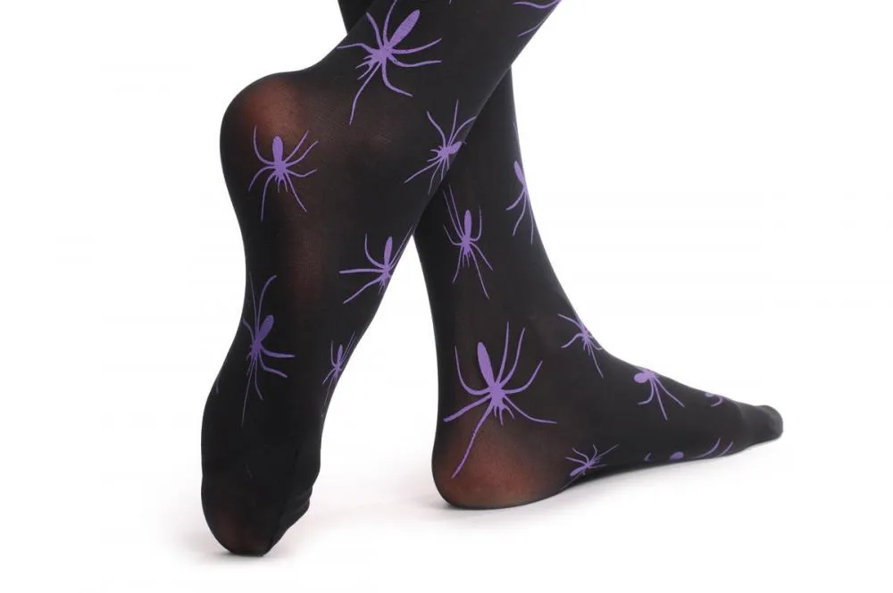 Black With Purple Halloween Spiders