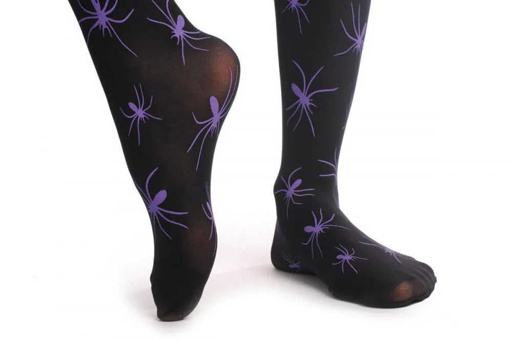 Black With Purple Halloween Spiders