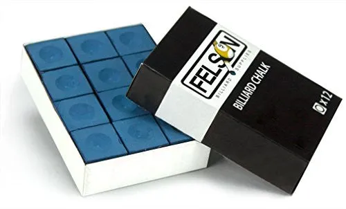 Box of 12 Blue Cubes of Pool Cue Chalk by Felson Billiard Supplies