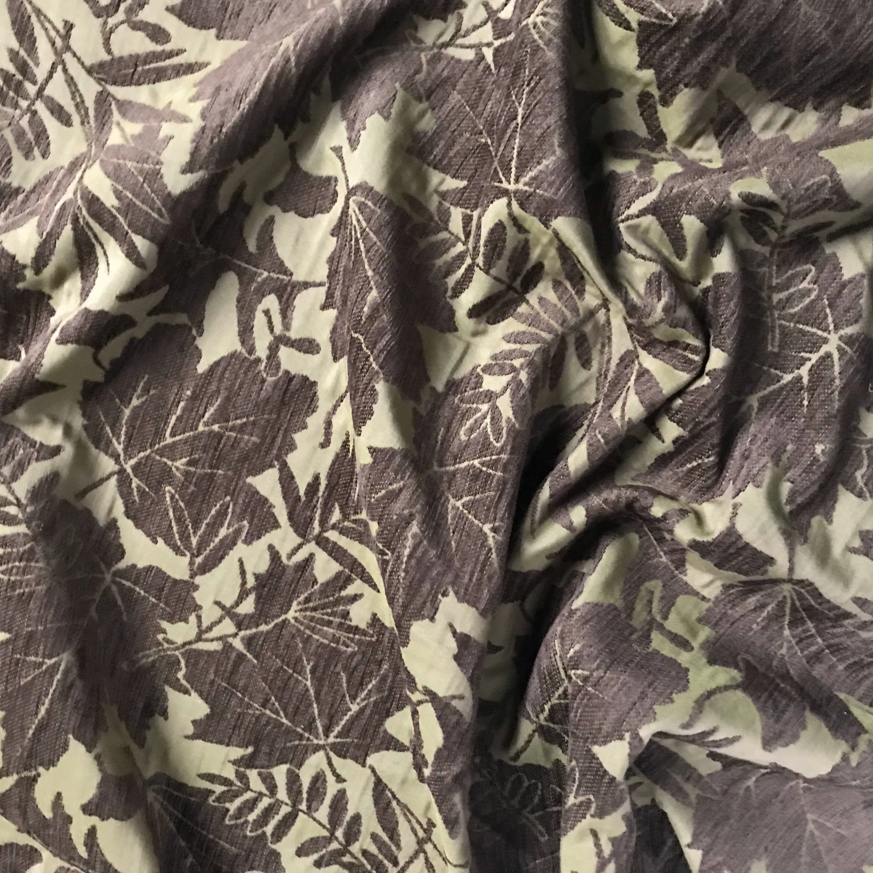 Brown Leaf Chenille Woven Upholstery Fabric 54"