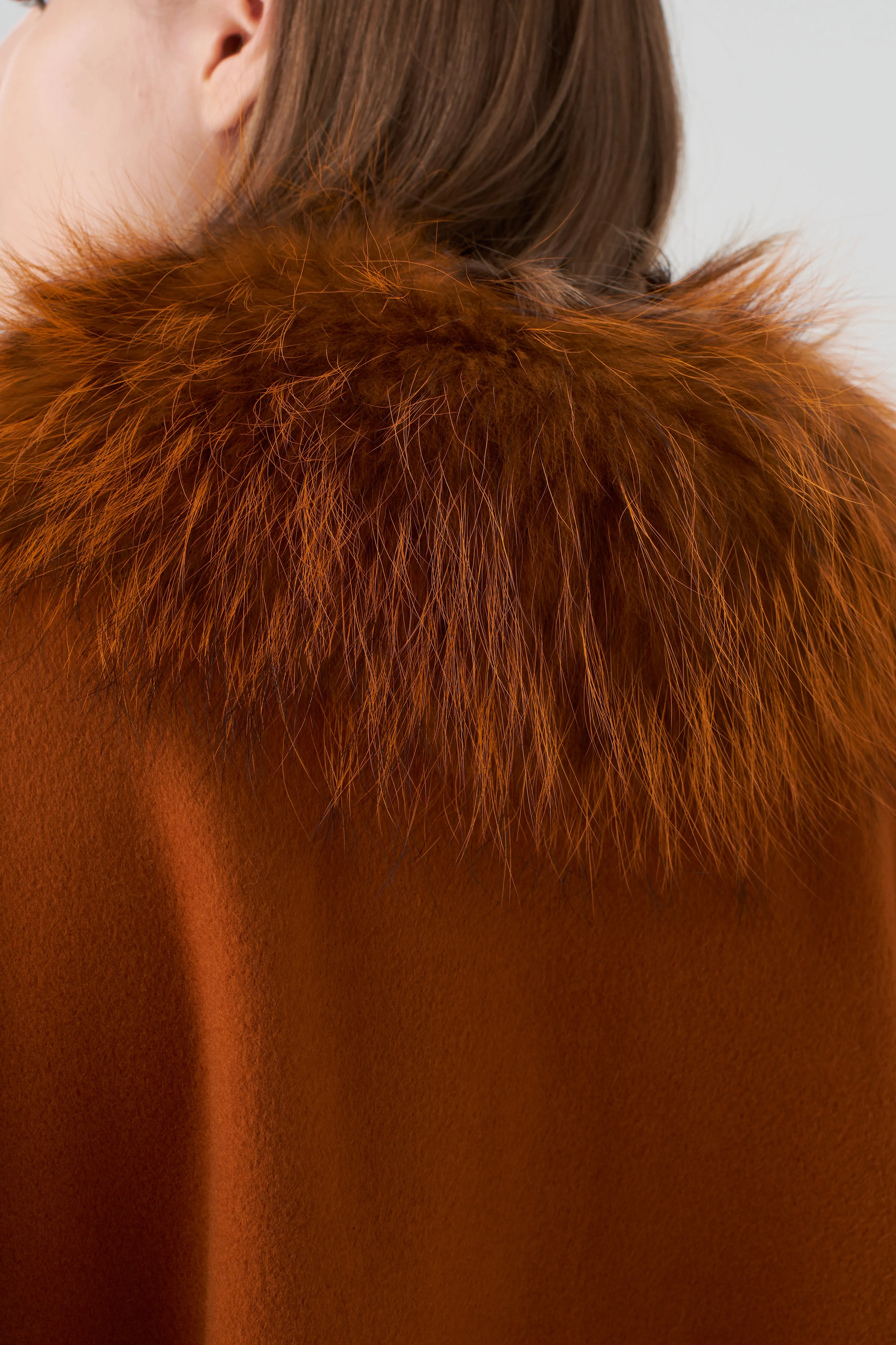 Cashmere Cape with Detachable Fur Collar