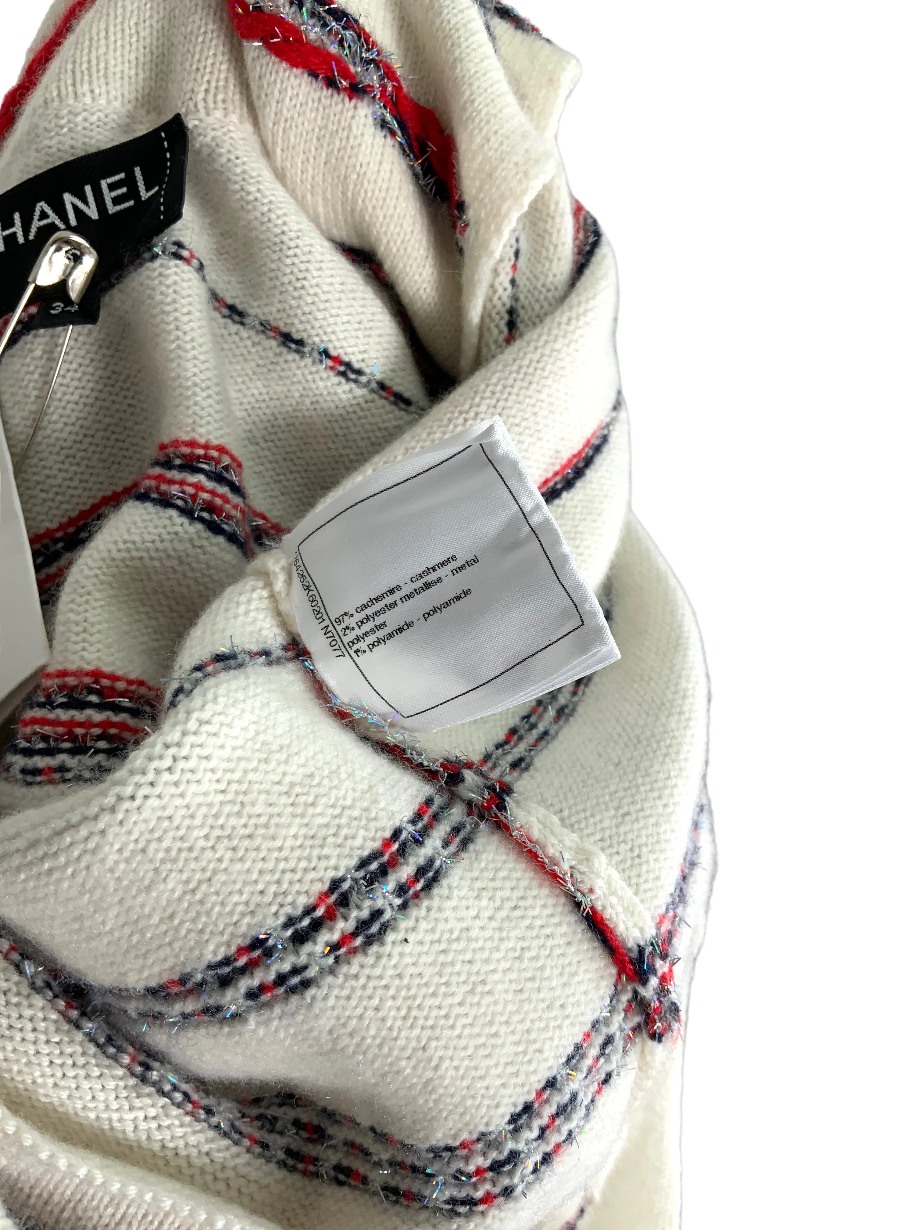 CHANEL 20S Striped Cashmere Jacket Size S NEW