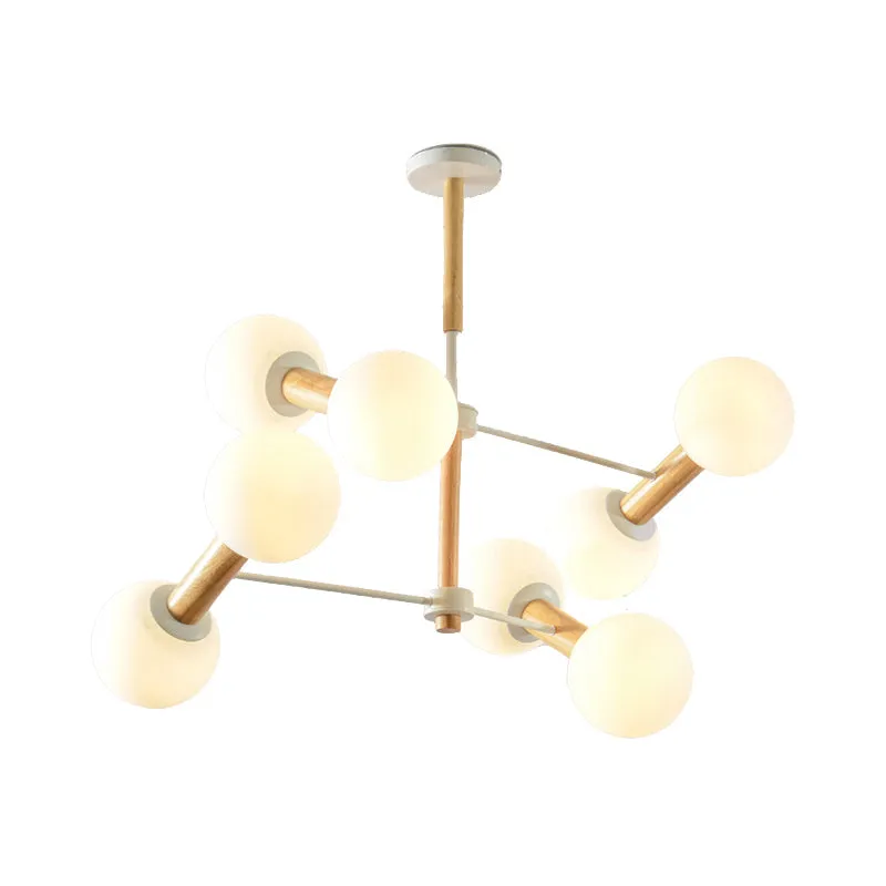Contemporary Opal Glass Chandelier with Multi-Head Pendant Lighting for Study Room