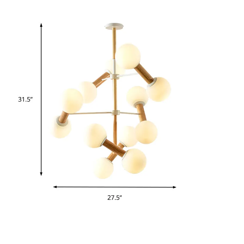 Contemporary Opal Glass Chandelier with Multi-Head Pendant Lighting for Study Room