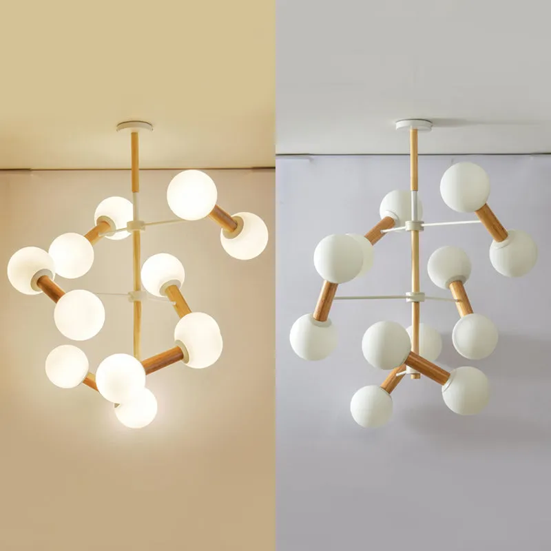 Contemporary Opal Glass Chandelier with Multi-Head Pendant Lighting for Study Room