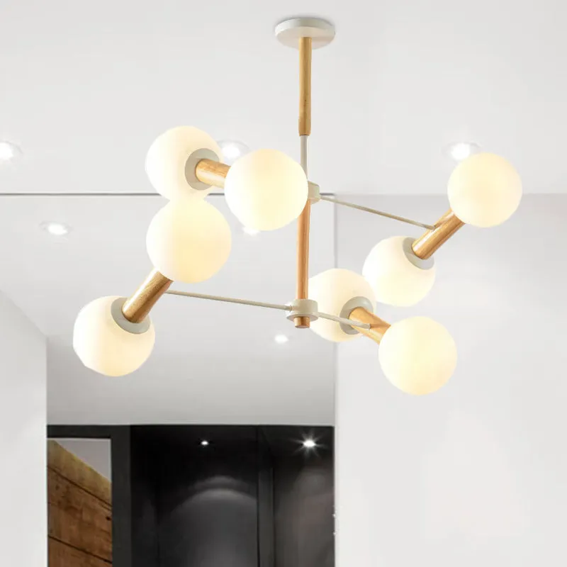 Contemporary Opal Glass Chandelier with Multi-Head Pendant Lighting for Study Room