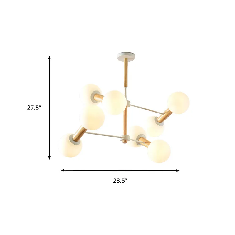 Contemporary Opal Glass Chandelier with Multi-Head Pendant Lighting for Study Room