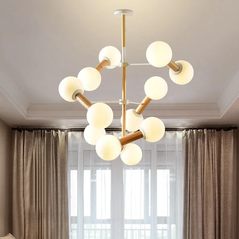 Contemporary Opal Glass Chandelier with Multi-Head Pendant Lighting for Study Room