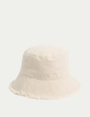 Cotton Rich Frayed Edge Bucket Hat
