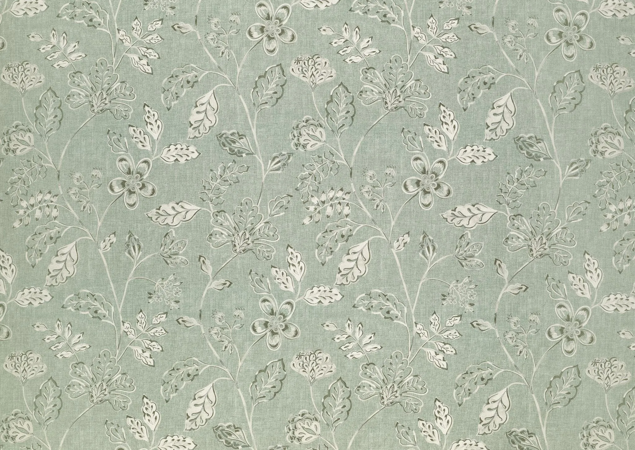 Eden Duck Egg Blue Floral Printed Fabric