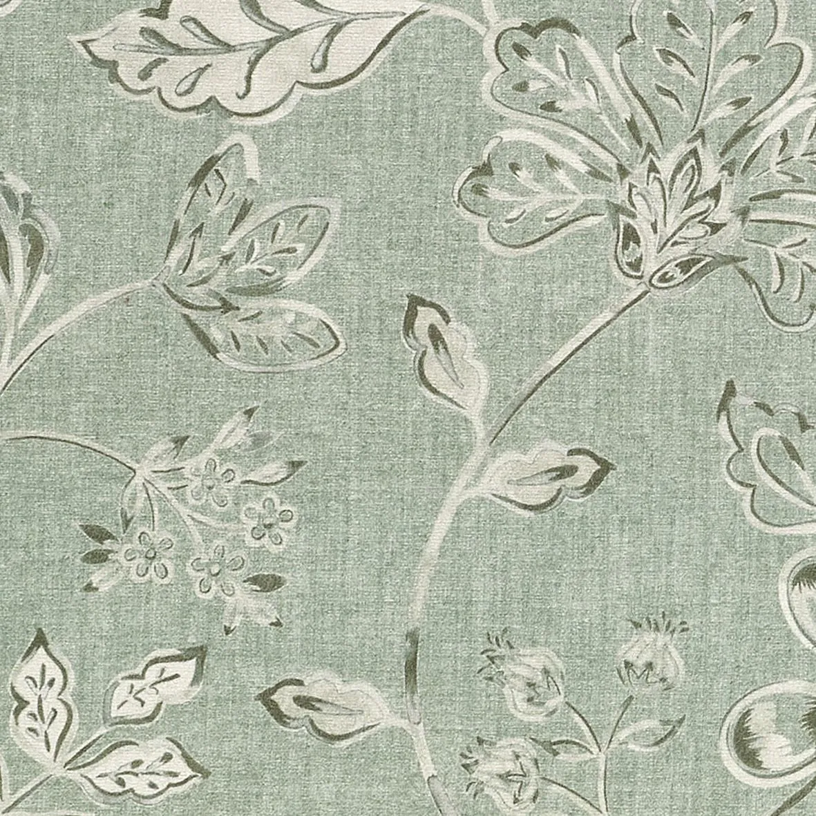 Eden Duck Egg Blue Floral Printed Fabric