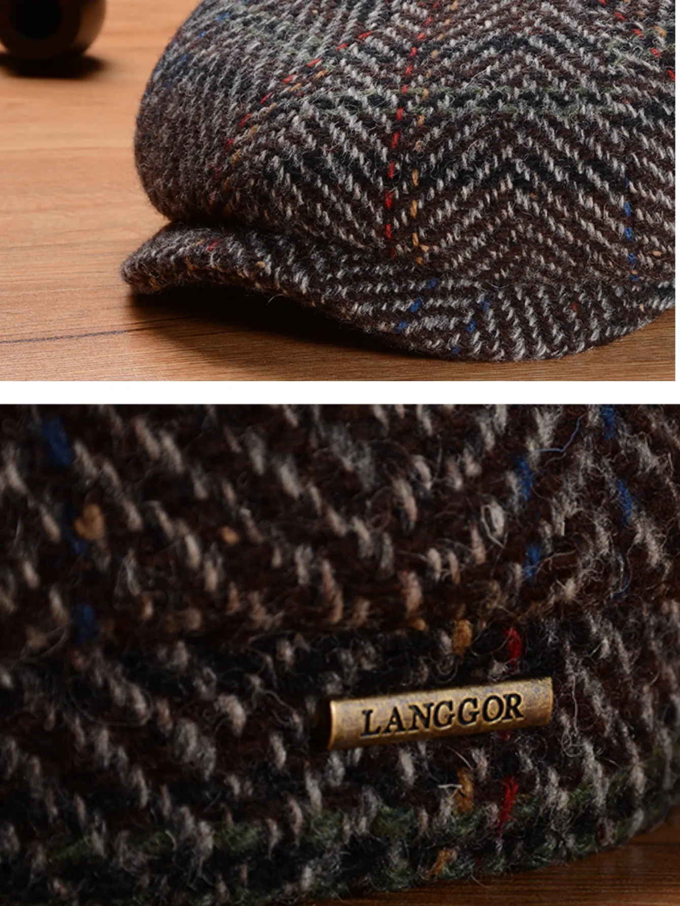 Elegant Wool Tweed Newsboy Cap
