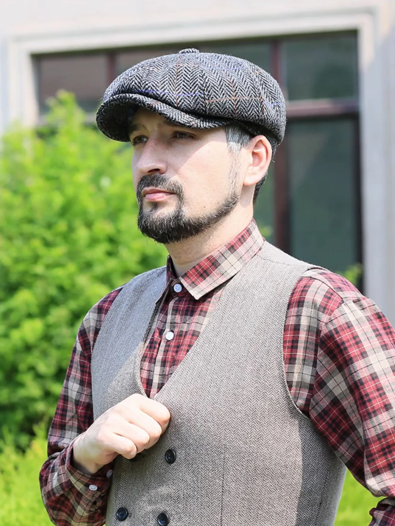 Elegant Wool Tweed Newsboy Cap