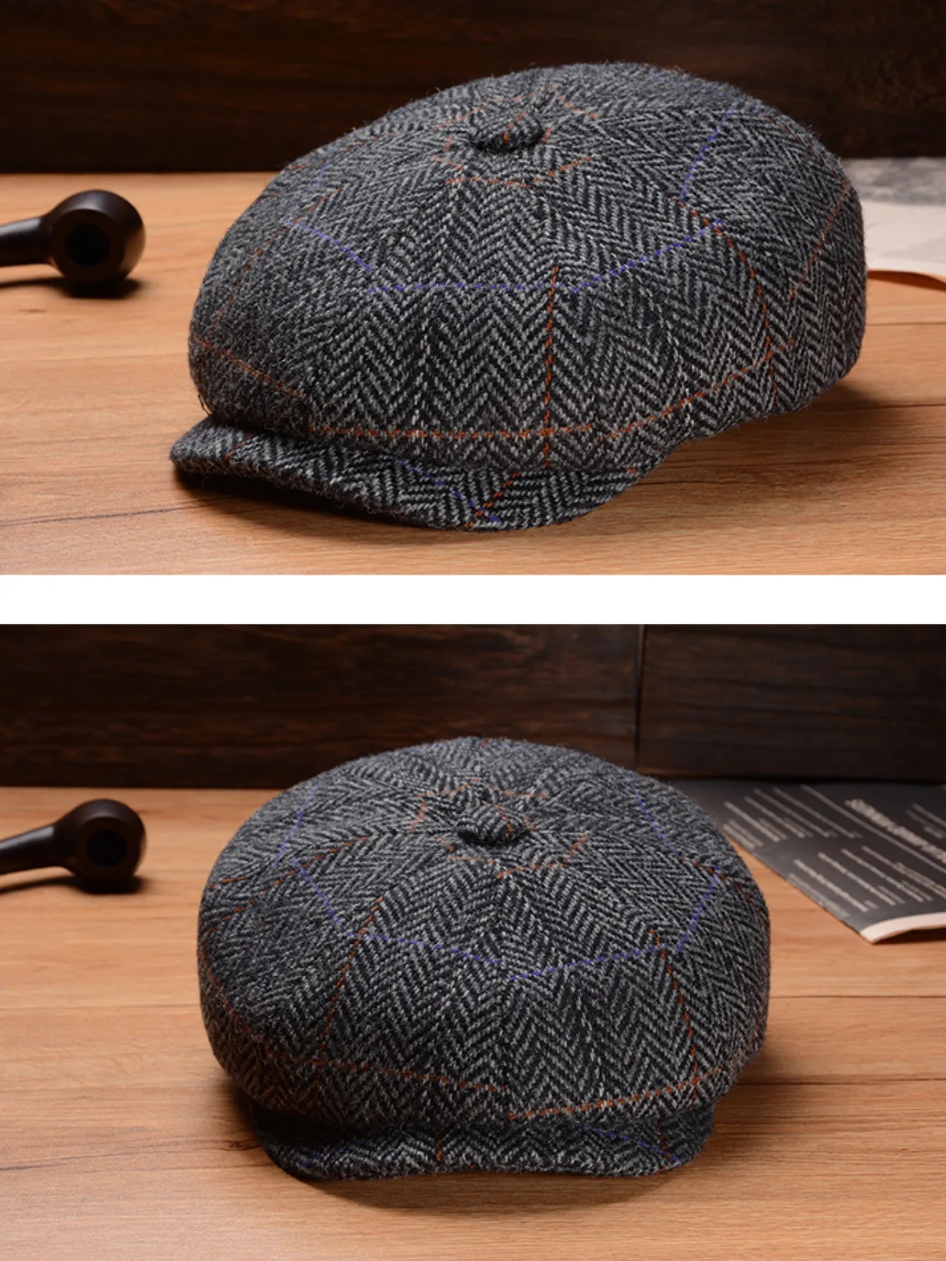 Elegant Wool Tweed Newsboy Cap