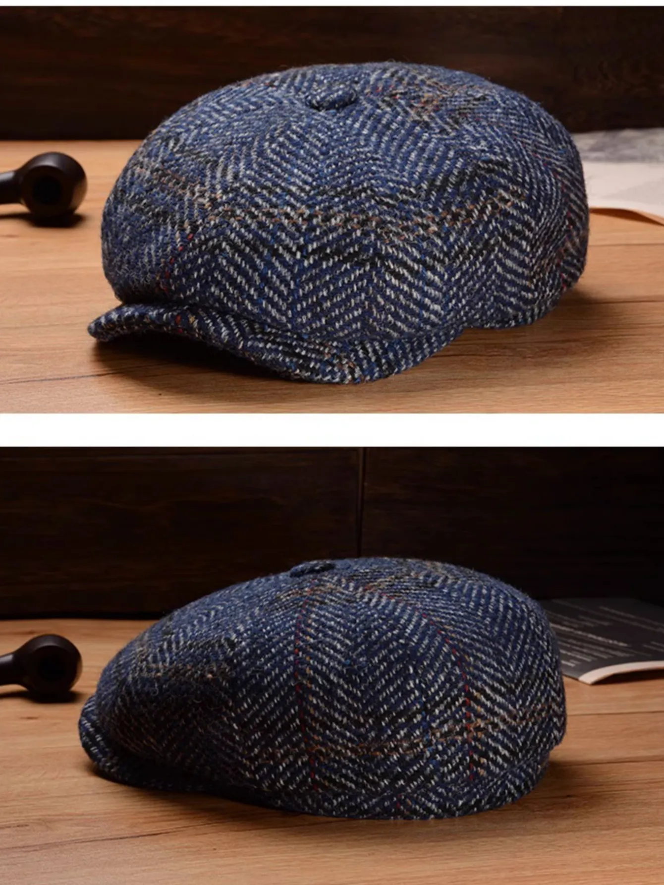 Elegant Wool Tweed Newsboy Cap
