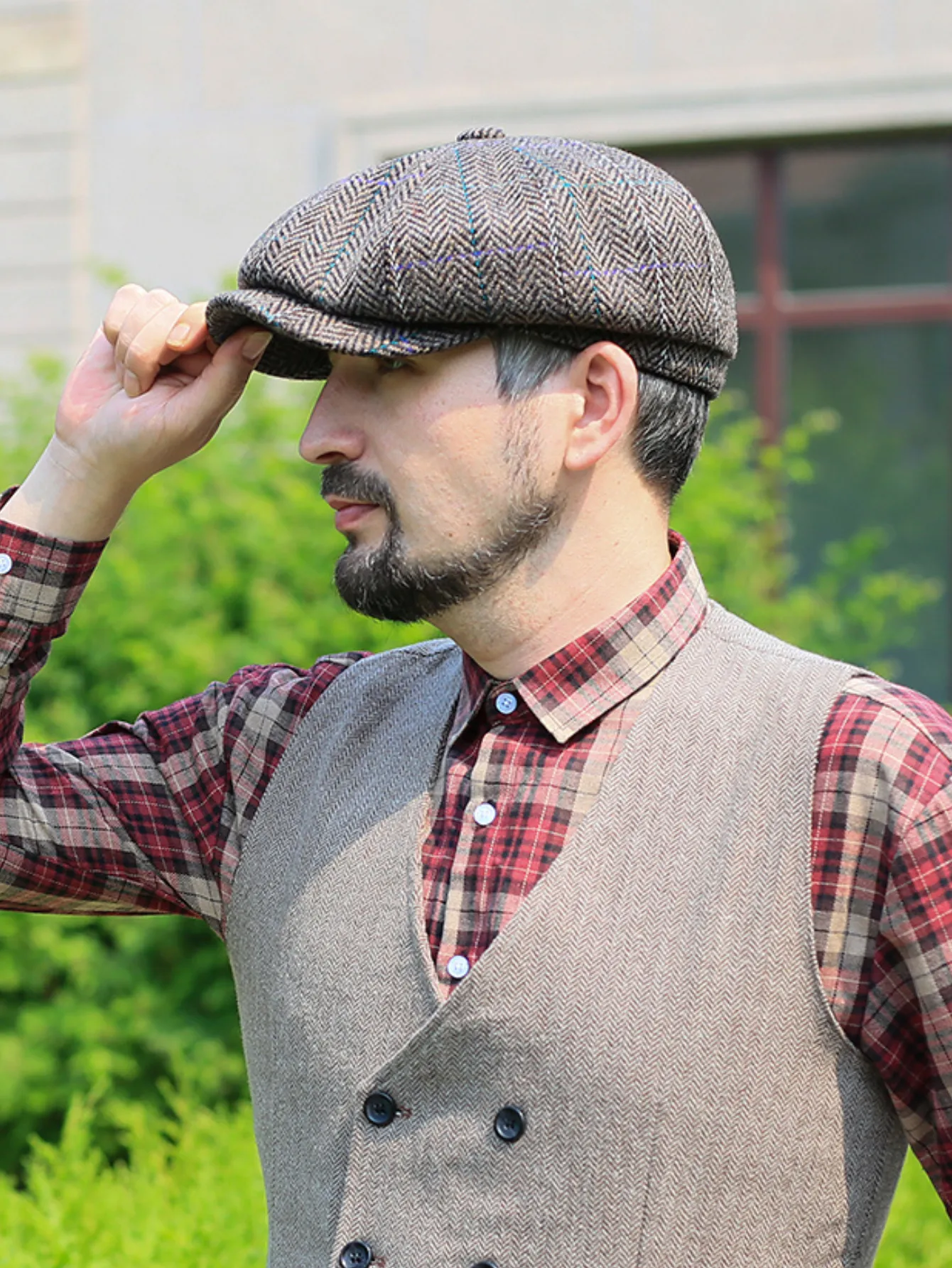 Elegant Wool Tweed Newsboy Cap