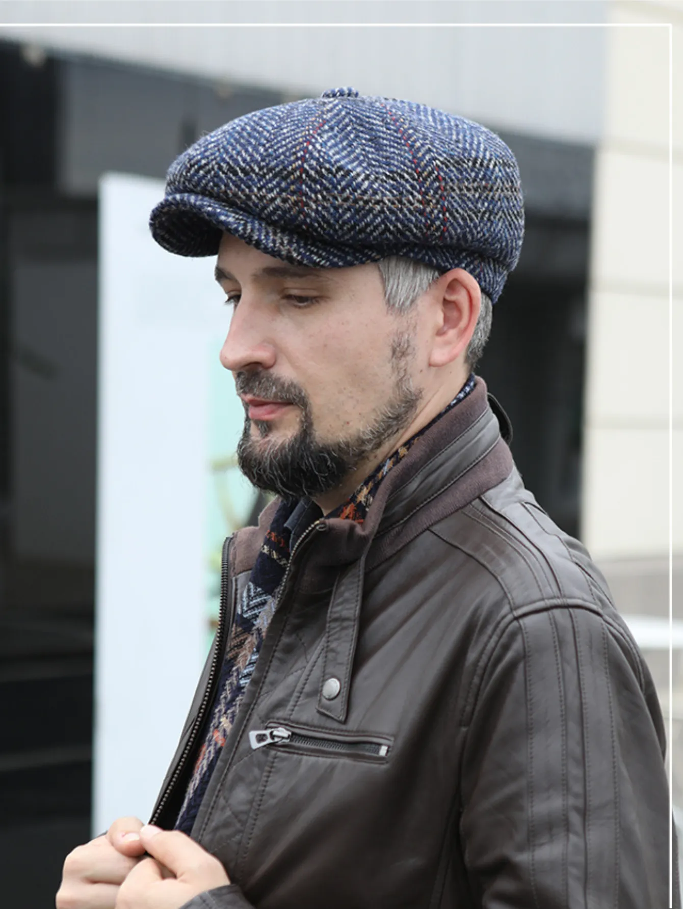 Elegant Wool Tweed Newsboy Cap