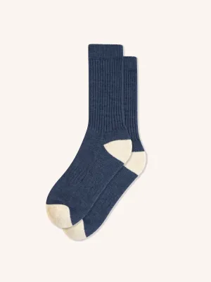 Elgin Wool Sock in Scotch Blue / Ecru