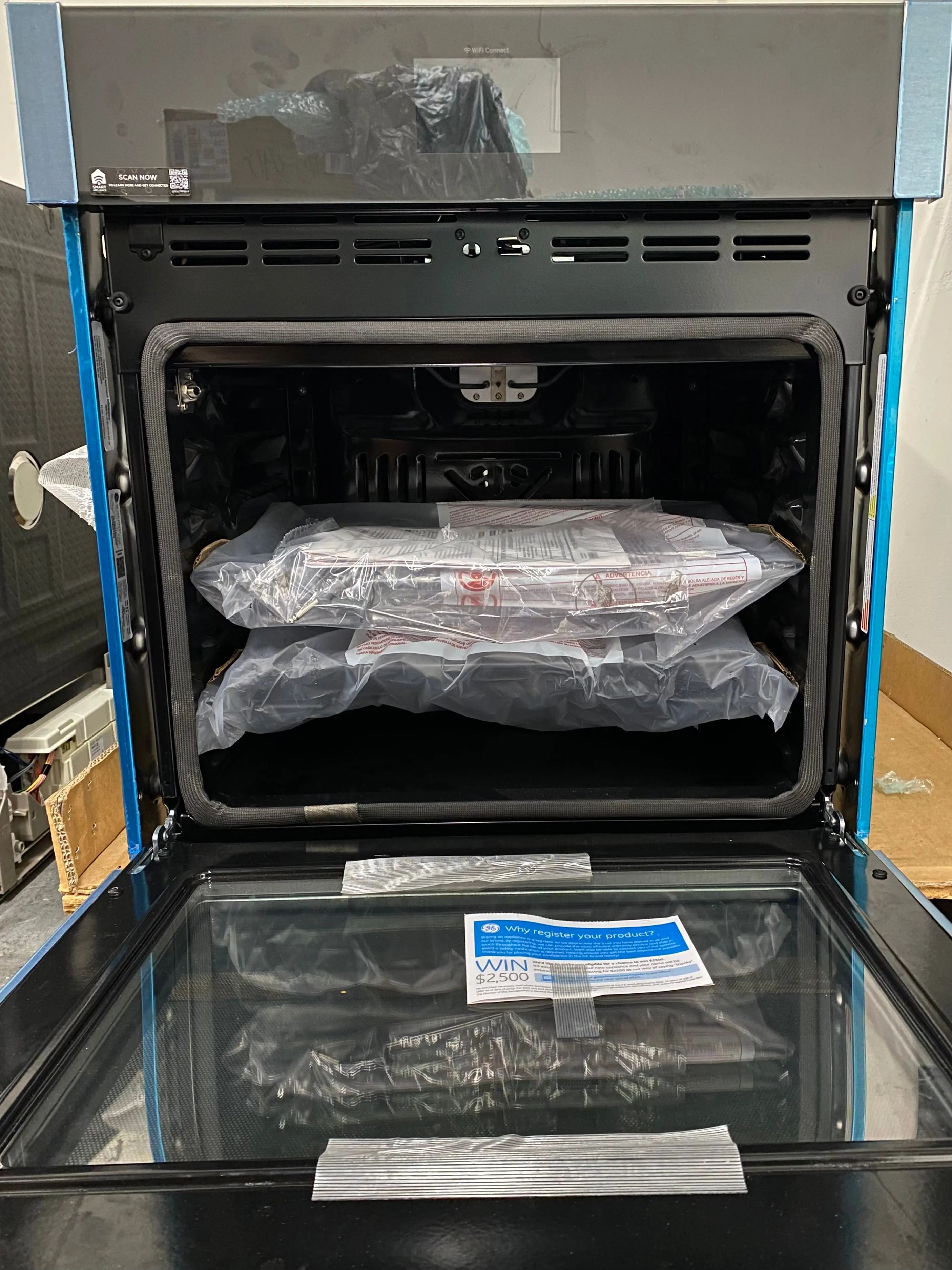 GE JKS5000SNSS 27 Inch Single Smart Wall Oven with 4.3 cu. ft. Total Capacity, True European Convection, Self-Clean, Hidden Bake, Precision Temperature Probe, WiFi, Scan-to-Cook, Sabbath Mode, Never-Scrub Racks,: Stainless Steel