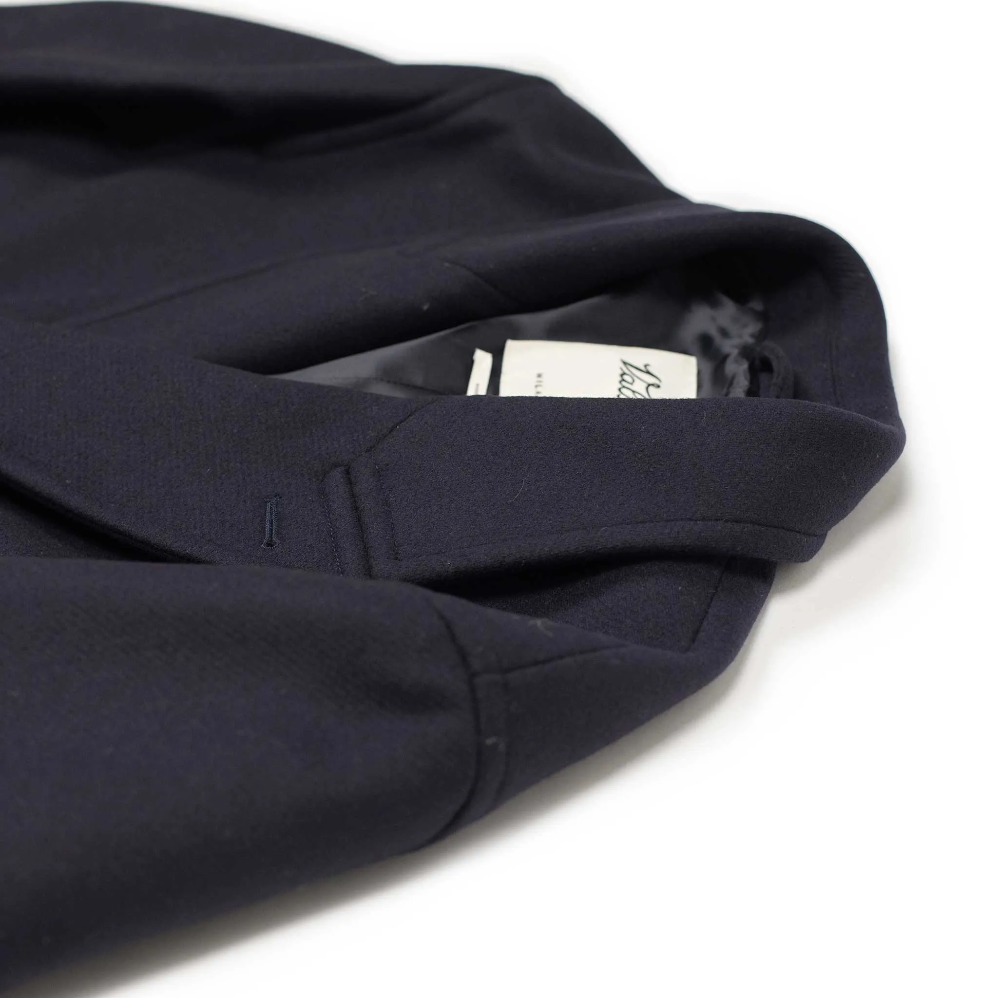 Giorgio double breasted overcoat in navy broken herringbone wool