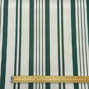 Green Stripes on White PU Coated Waterproof Fabric