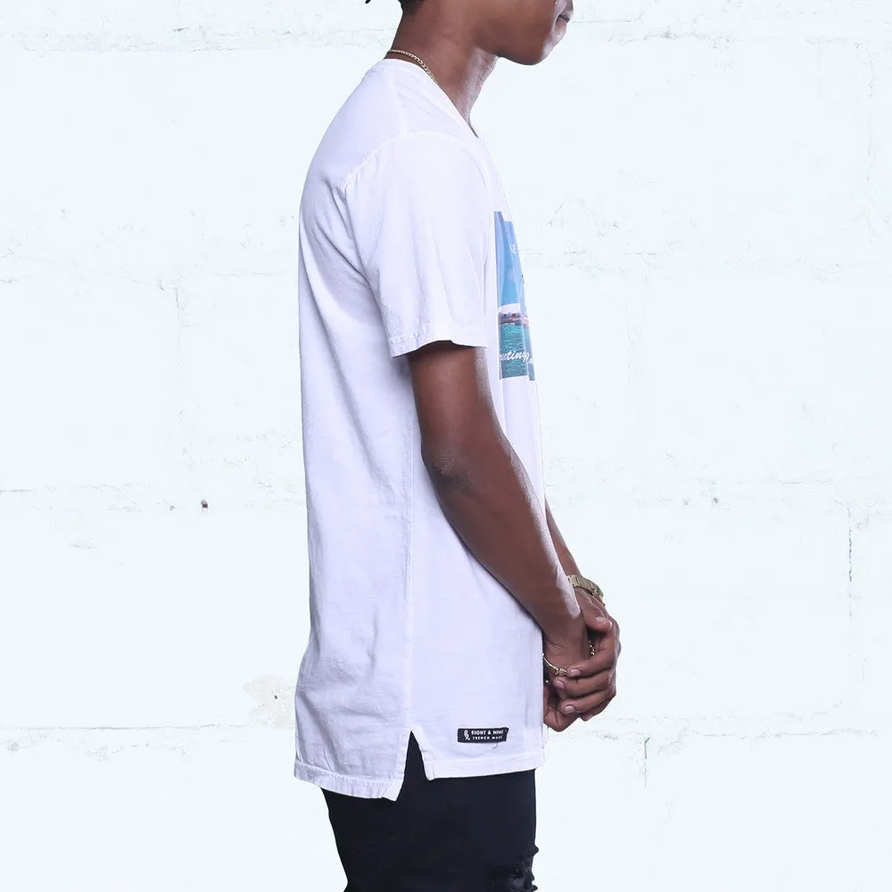 Greetings Long Line T Shirt White