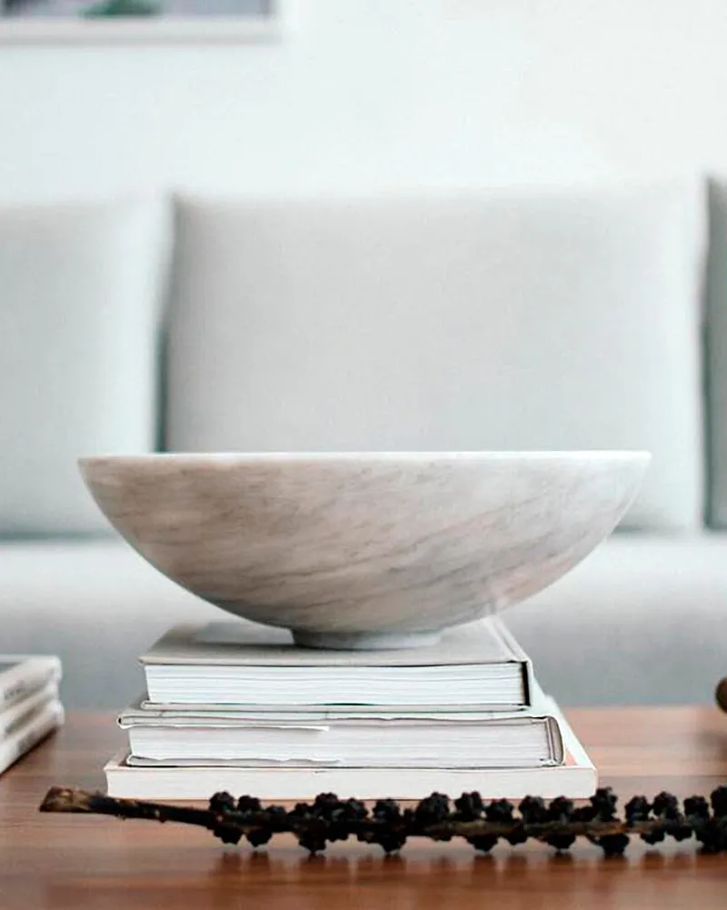Hand Carved Bowls in White Marble - Multiple Sizes