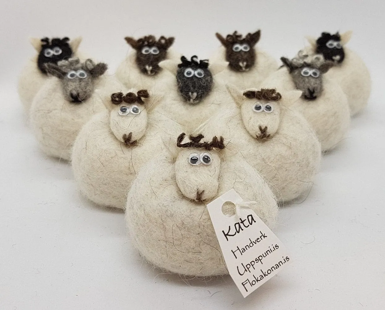 Icelandic Felted Wool Sheep Ornament - White