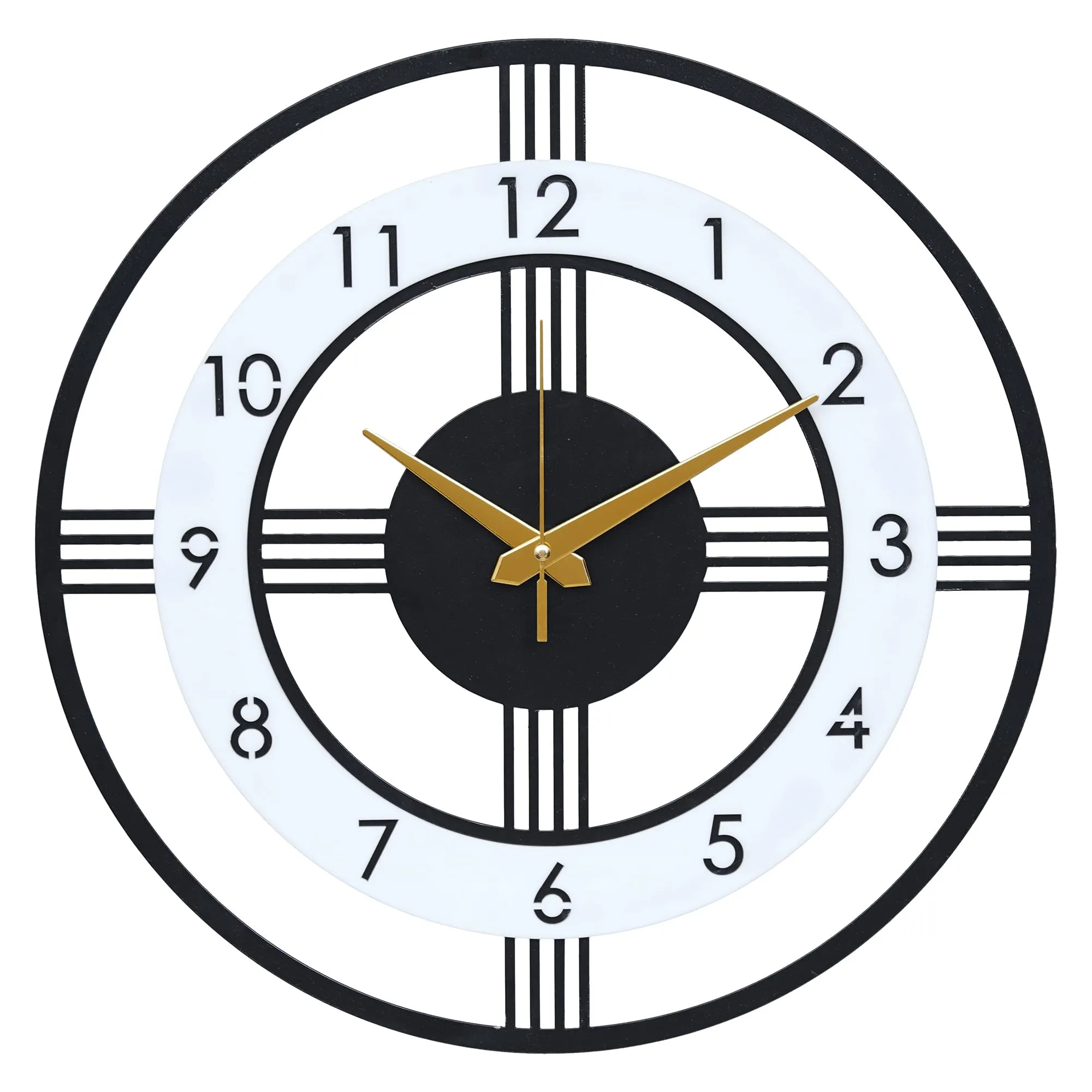 Ingo creation Stylish Metal Wall Clock for Living Room|Antique Big Size Modern Wall Watch for Bedroom, Office, Kitchen, Hall & Home Decor (Style 1, 40 Cm), Analog, Multicolor