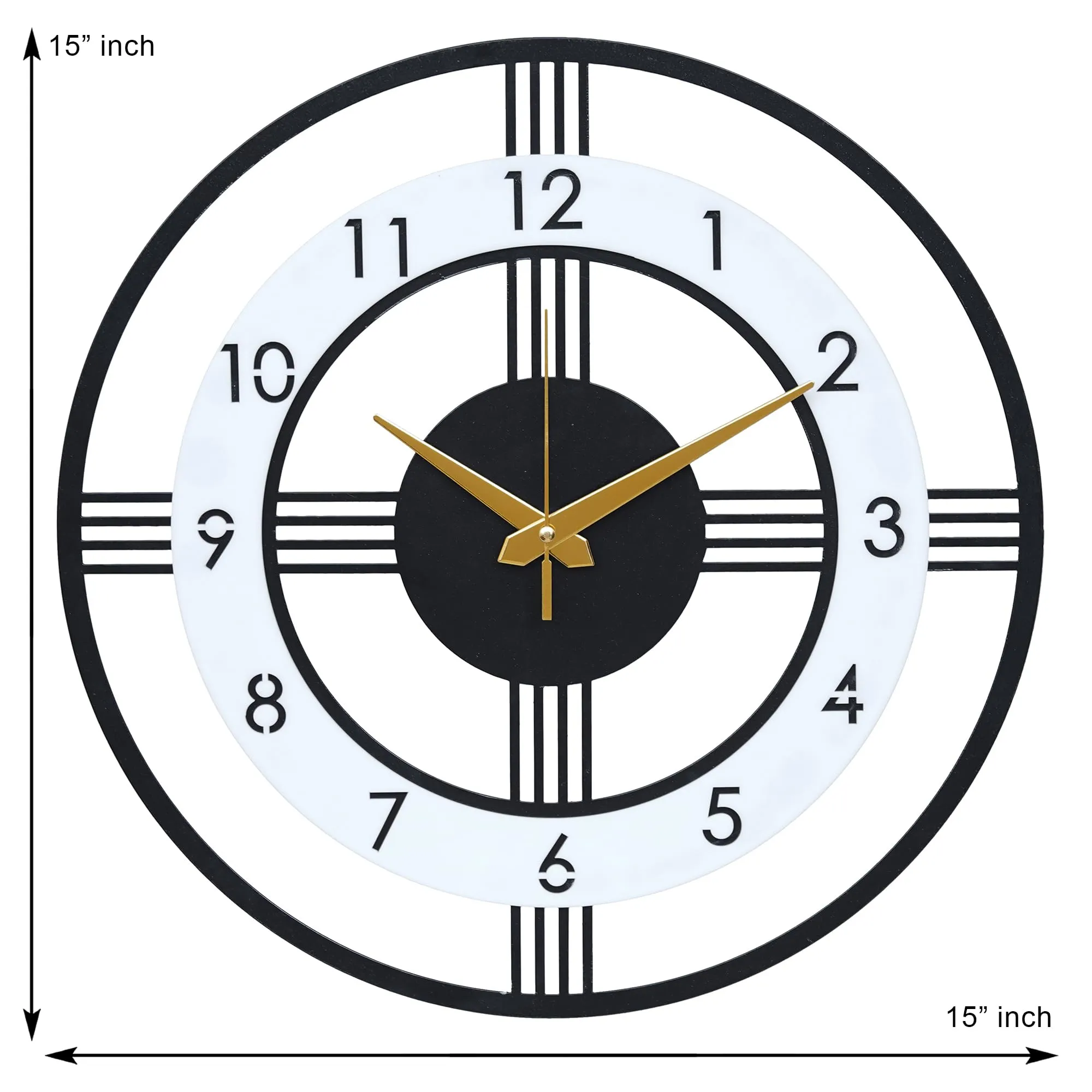 Ingo creation Stylish Metal Wall Clock for Living Room|Antique Big Size Modern Wall Watch for Bedroom, Office, Kitchen, Hall & Home Decor (Style 1, 40 Cm), Analog, Multicolor