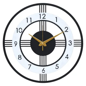 Ingo creation Stylish Metal Wall Clock for Living Room|Antique Big Size Modern Wall Watch for Bedroom, Office, Kitchen, Hall & Home Decor (Style 1, 40 Cm), Analog, Multicolor