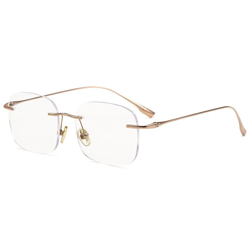 KatKani Unisex Rimless Polygon Round Titanium Frame Eyeglasses