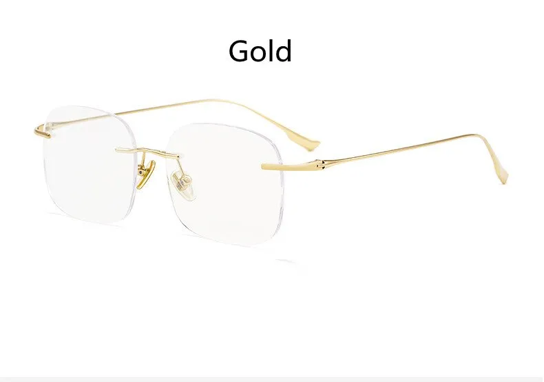 KatKani Unisex Rimless Polygon Round Titanium Frame Eyeglasses