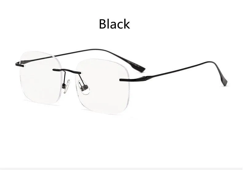KatKani Unisex Rimless Polygon Round Titanium Frame Eyeglasses