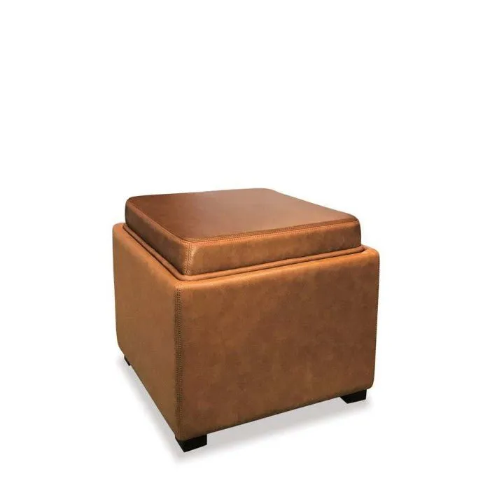 Kumi Flip-Lid Ottoman - Tan