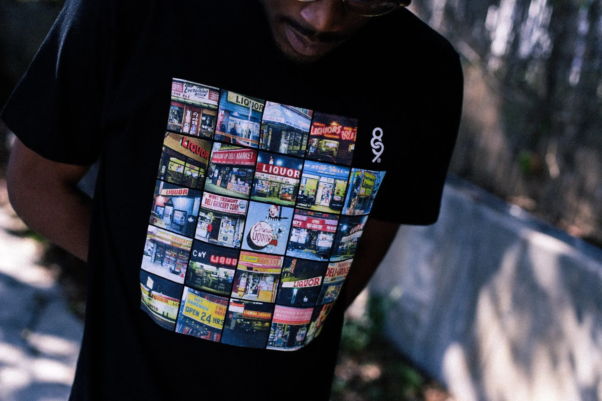 Liquors vs Bodega Block Curved Hem T Shirt Black