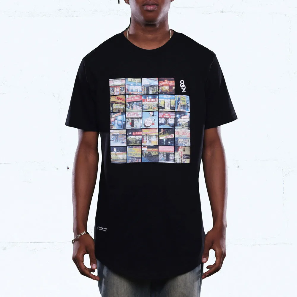 Liquors vs Bodega Block Curved Hem T Shirt Black