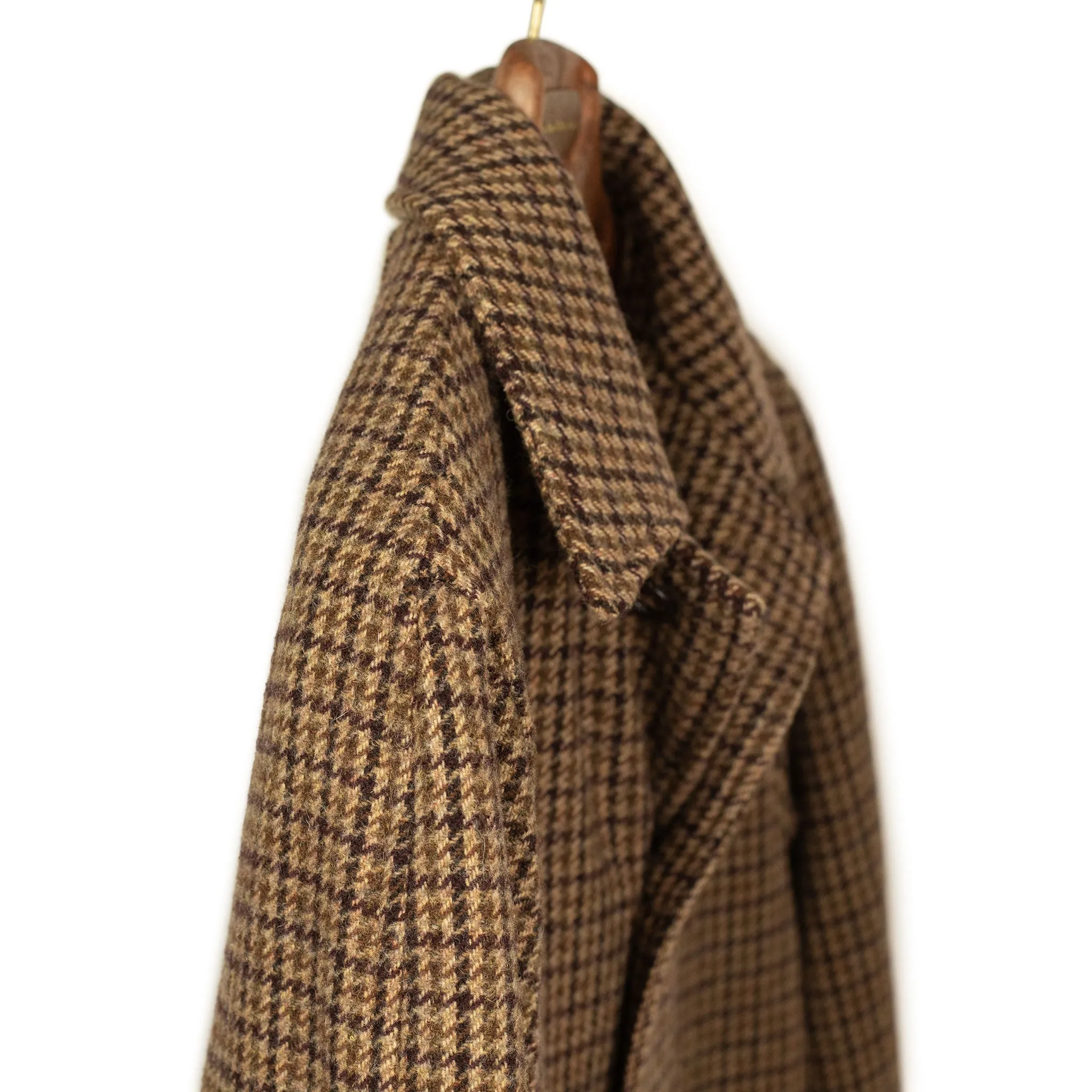 Milano overcoat in beige and brown lambswool gunclub check