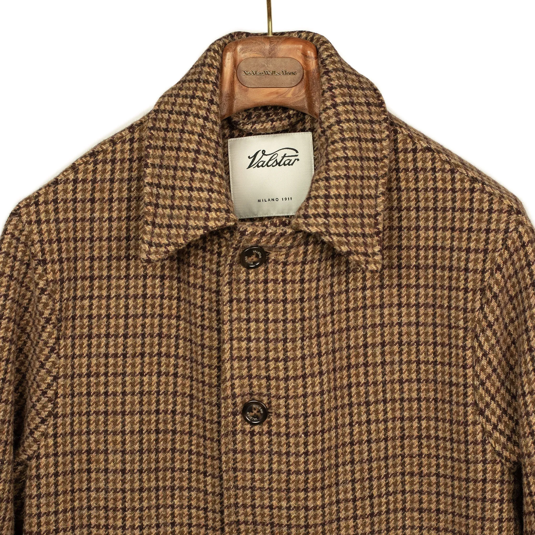 Milano overcoat in beige and brown lambswool gunclub check