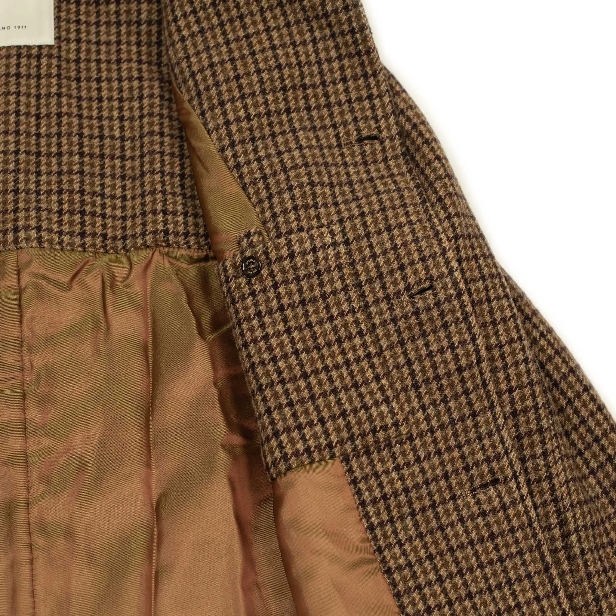 Milano overcoat in beige and brown lambswool gunclub check