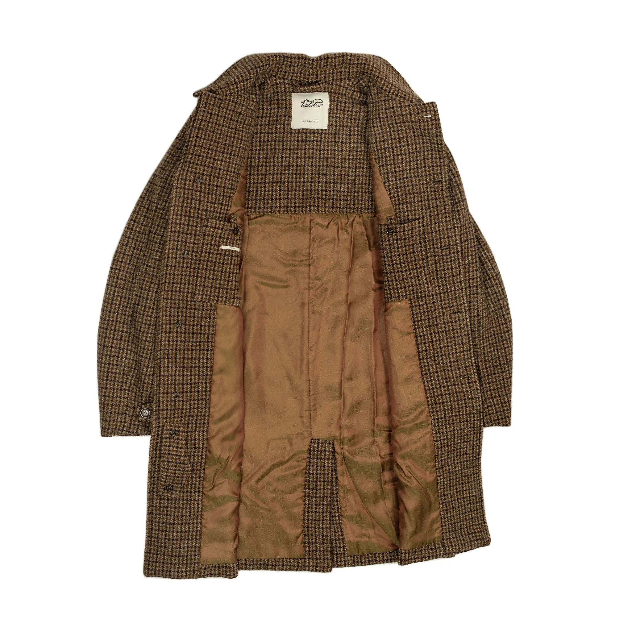 Milano overcoat in beige and brown lambswool gunclub check