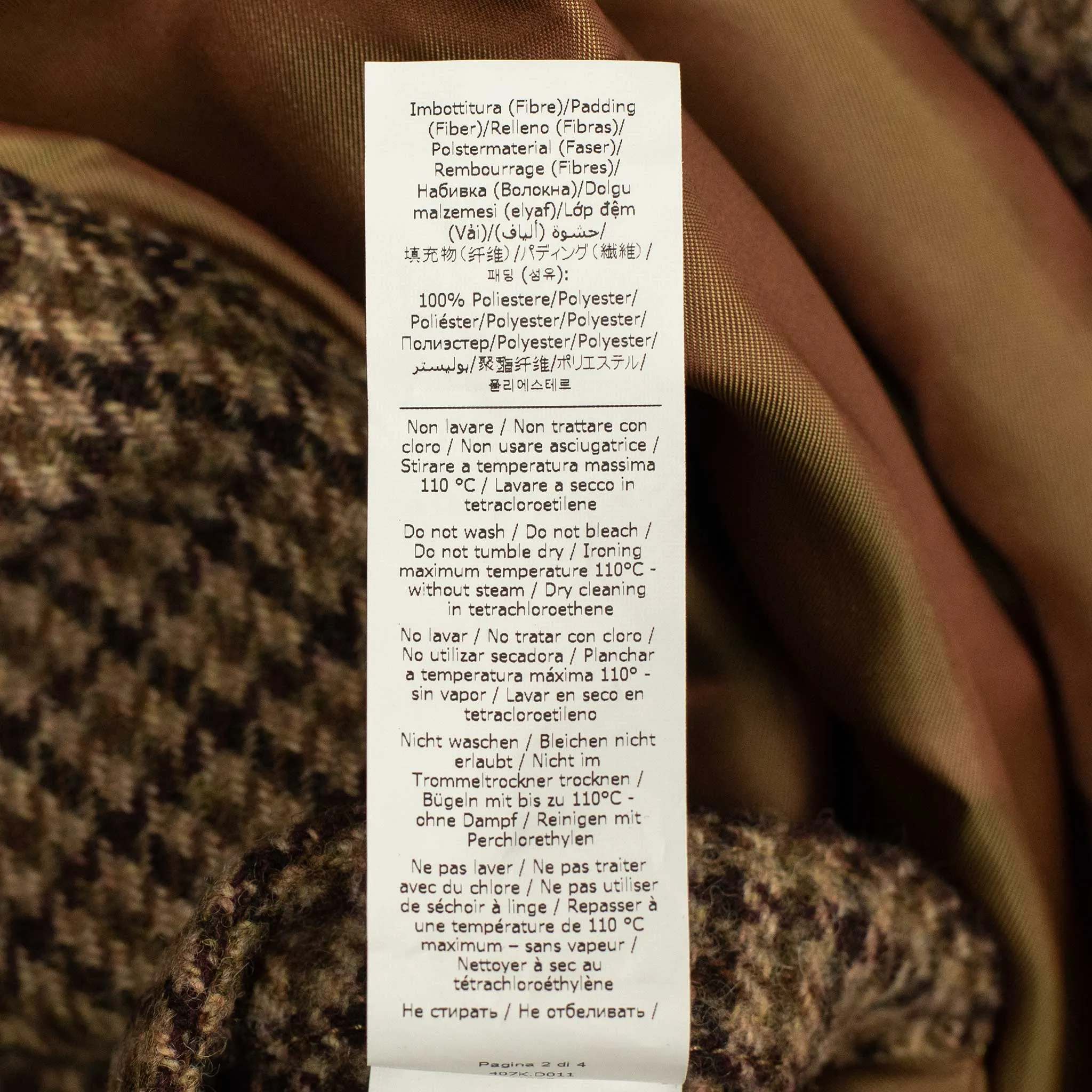 Milano overcoat in beige and brown lambswool gunclub check