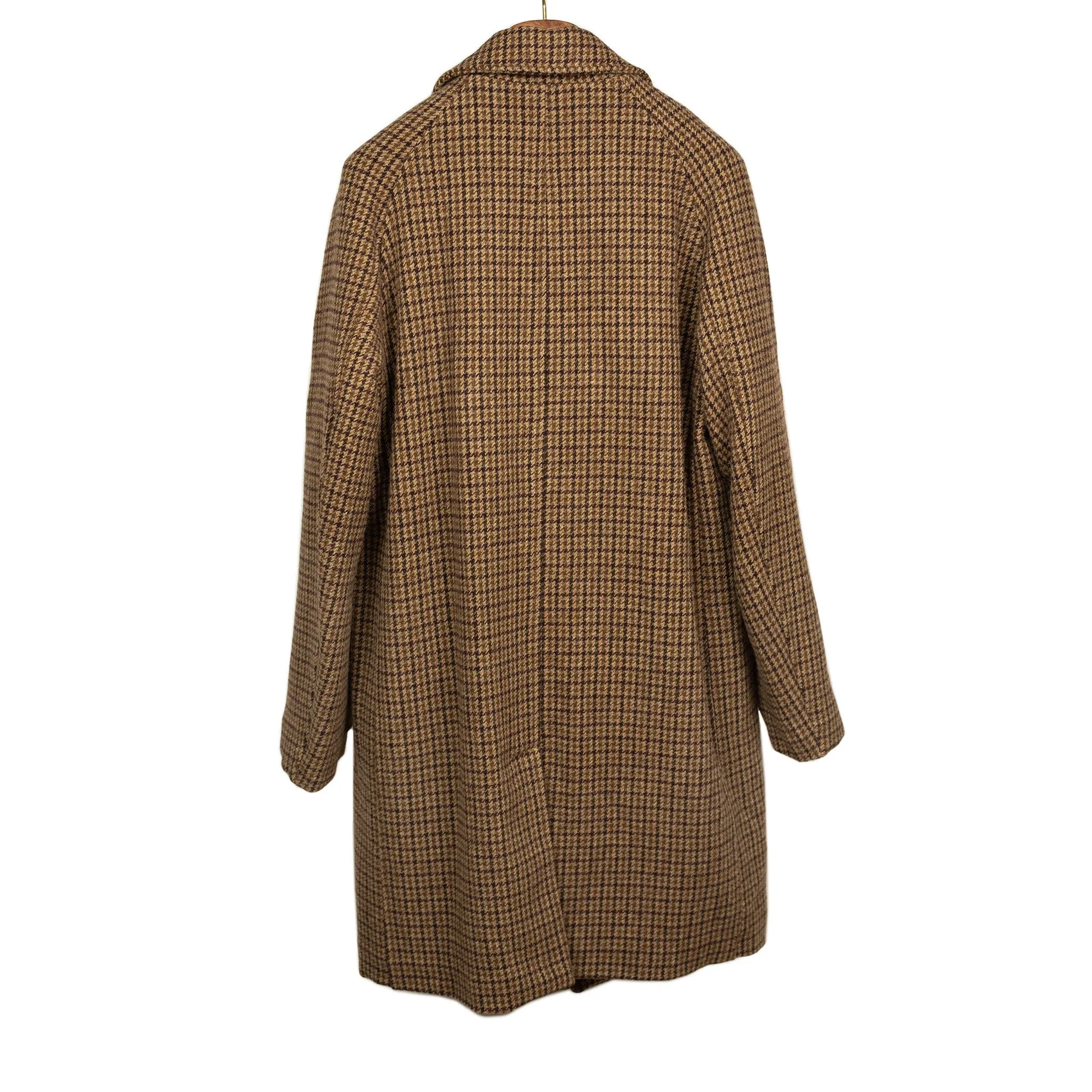 Milano overcoat in beige and brown lambswool gunclub check